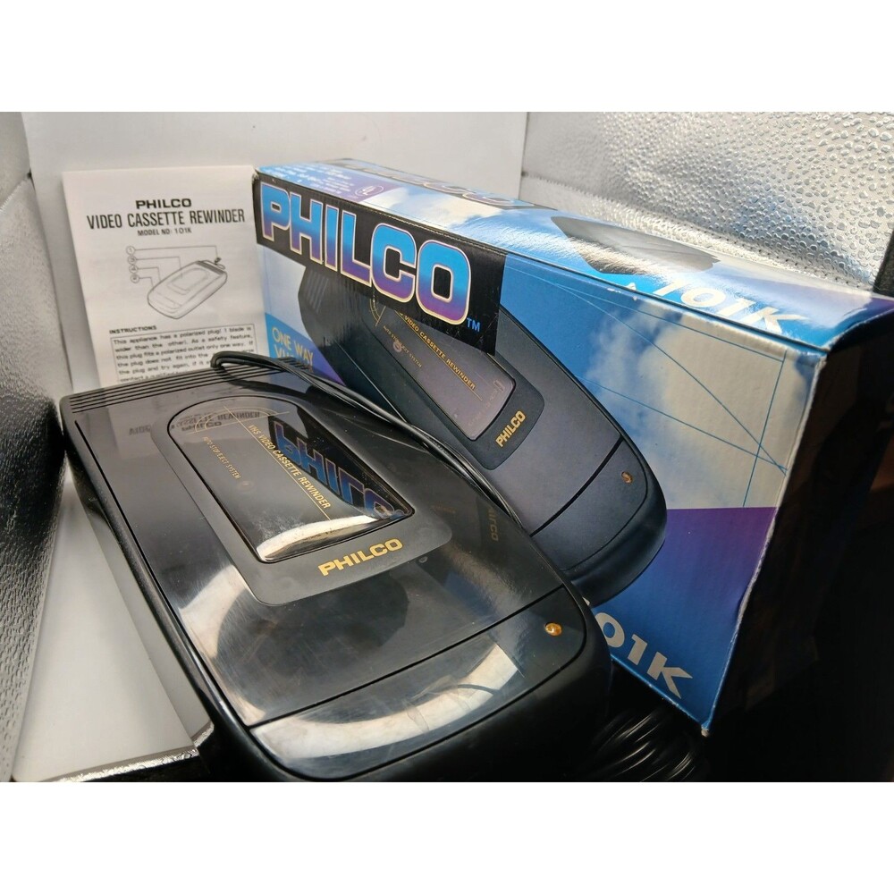 Box Philco VHS Video Cassette Rewinder Model 101K - Tested & Works Vintage